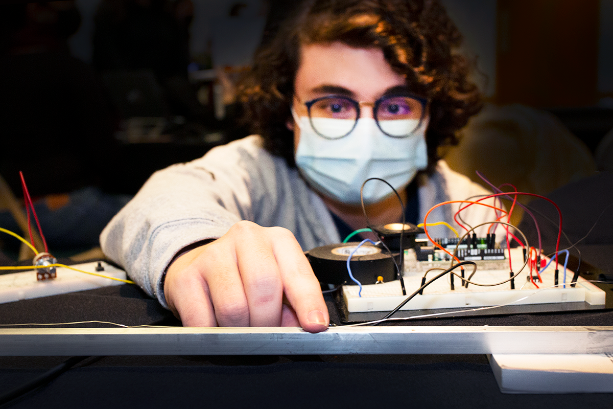 student works on electrical and computer engineering project
