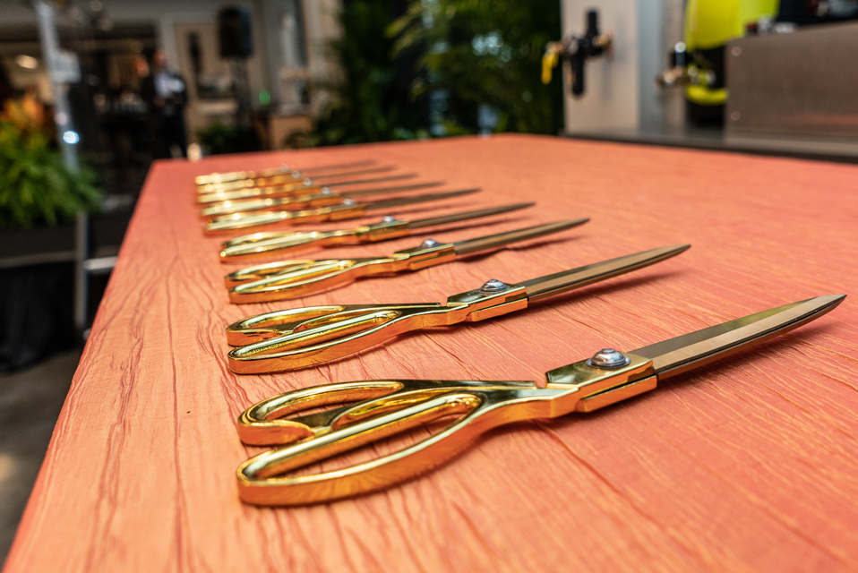 The scissors for the ribbon cutting ceremony