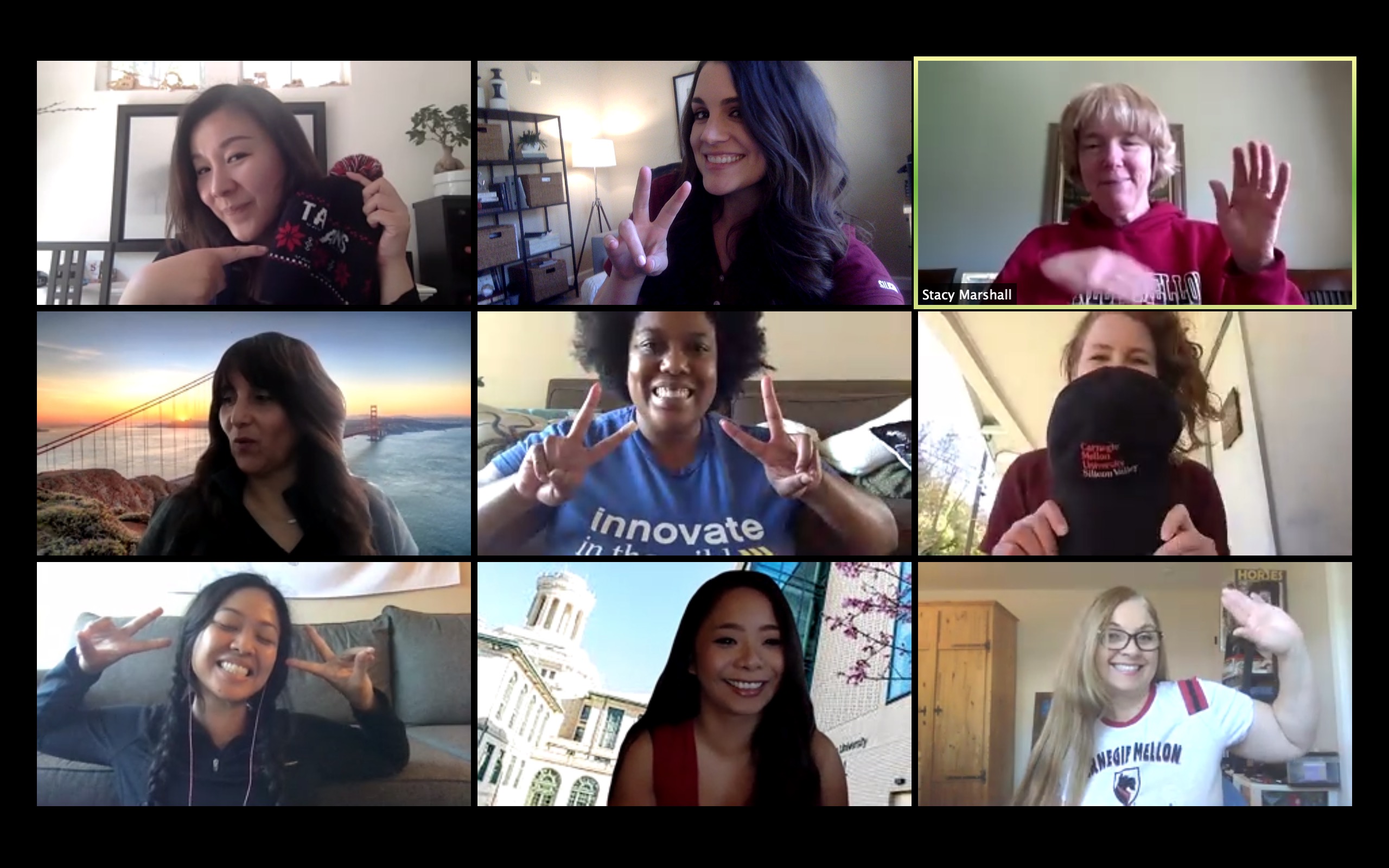 CMU Silicon Valley staff stay positive during a virtual meeting. 