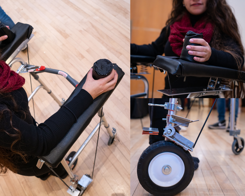 A student demoing a new sort of walker