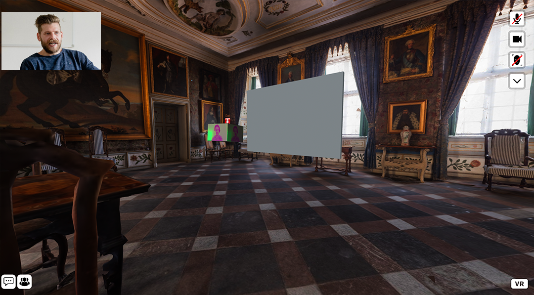 Virtual/augmented reality view of inside a museum